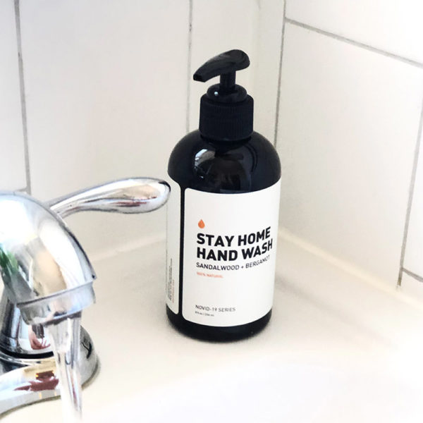 Stay Home Hand Wash with Sandalwood and Bergamot on Sink Edge